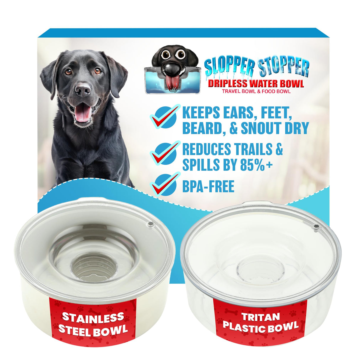 Slopper Stopper tazón 1gal: gran capacidad para perros grandes y menos derrames