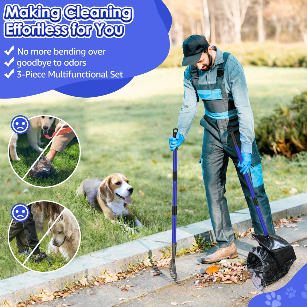 SlowTon recolector para perros: rastrillo y pala ajustables para superficies variadas