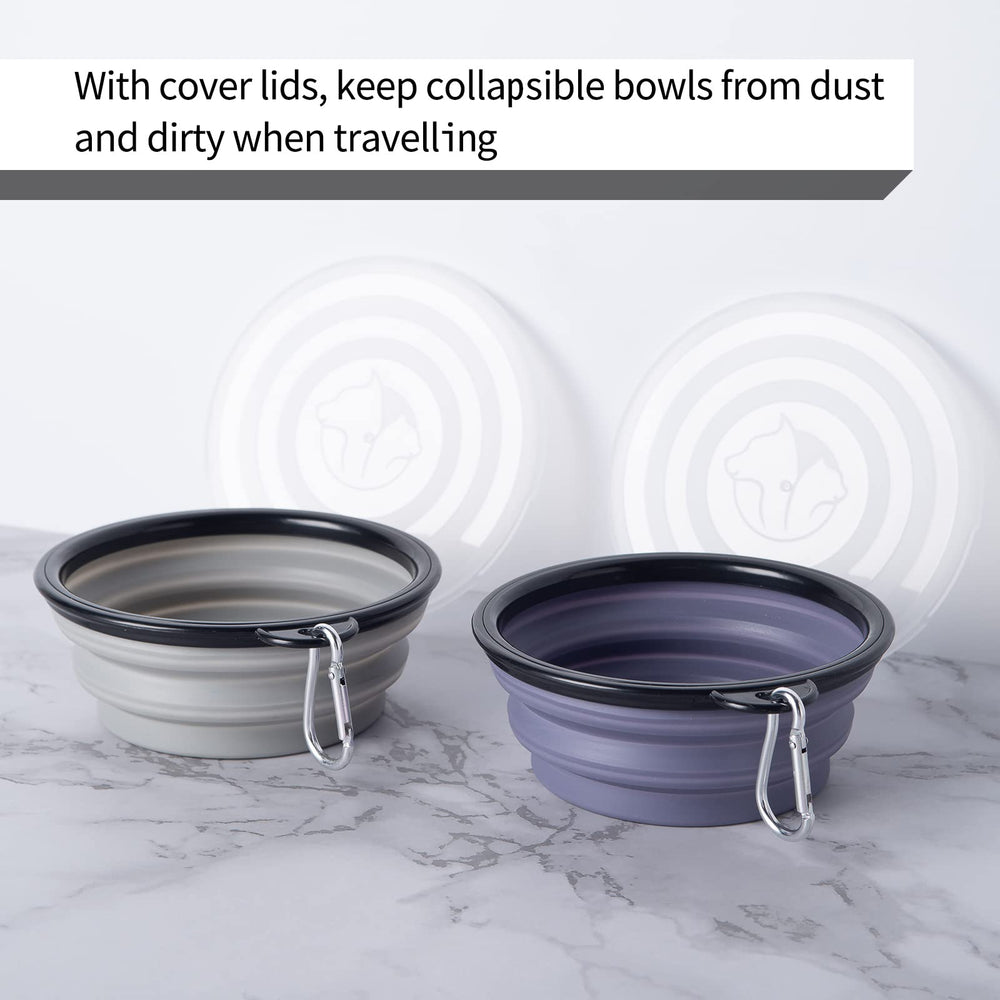 Cuenco SLSON colapsable con tapa gris concreto, ligero para viajar.