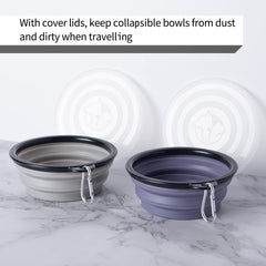 Cuenco SLSON colapsable con tapa gris concreto, ligero para viajar.
