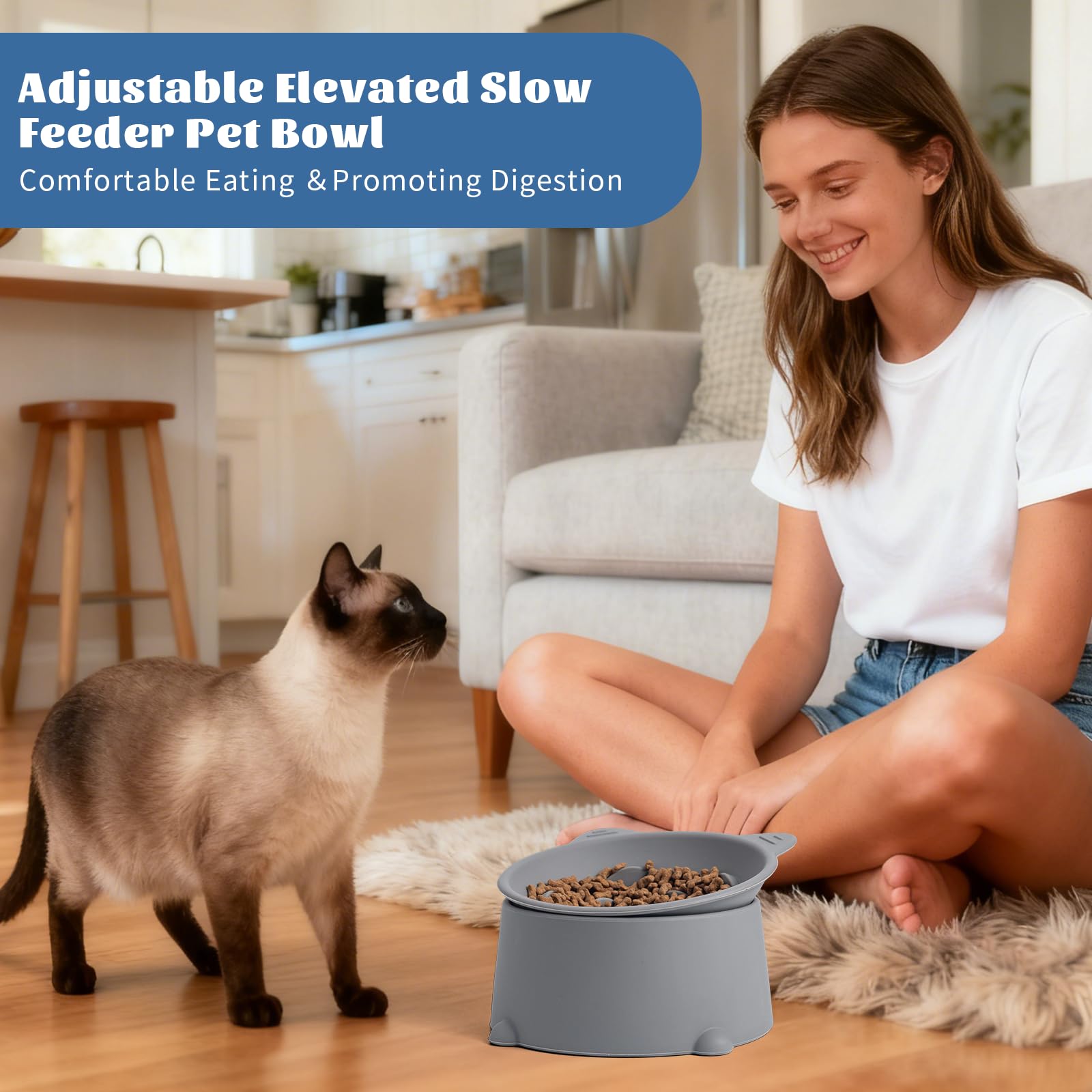 SLSON apto para comida seca y húmeda con cuenco elevado.