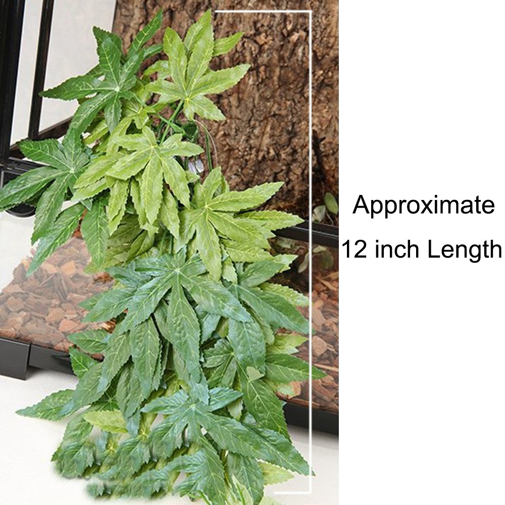 SLSON decoracion terrario reptil con hojas de seda, realista y duradera.