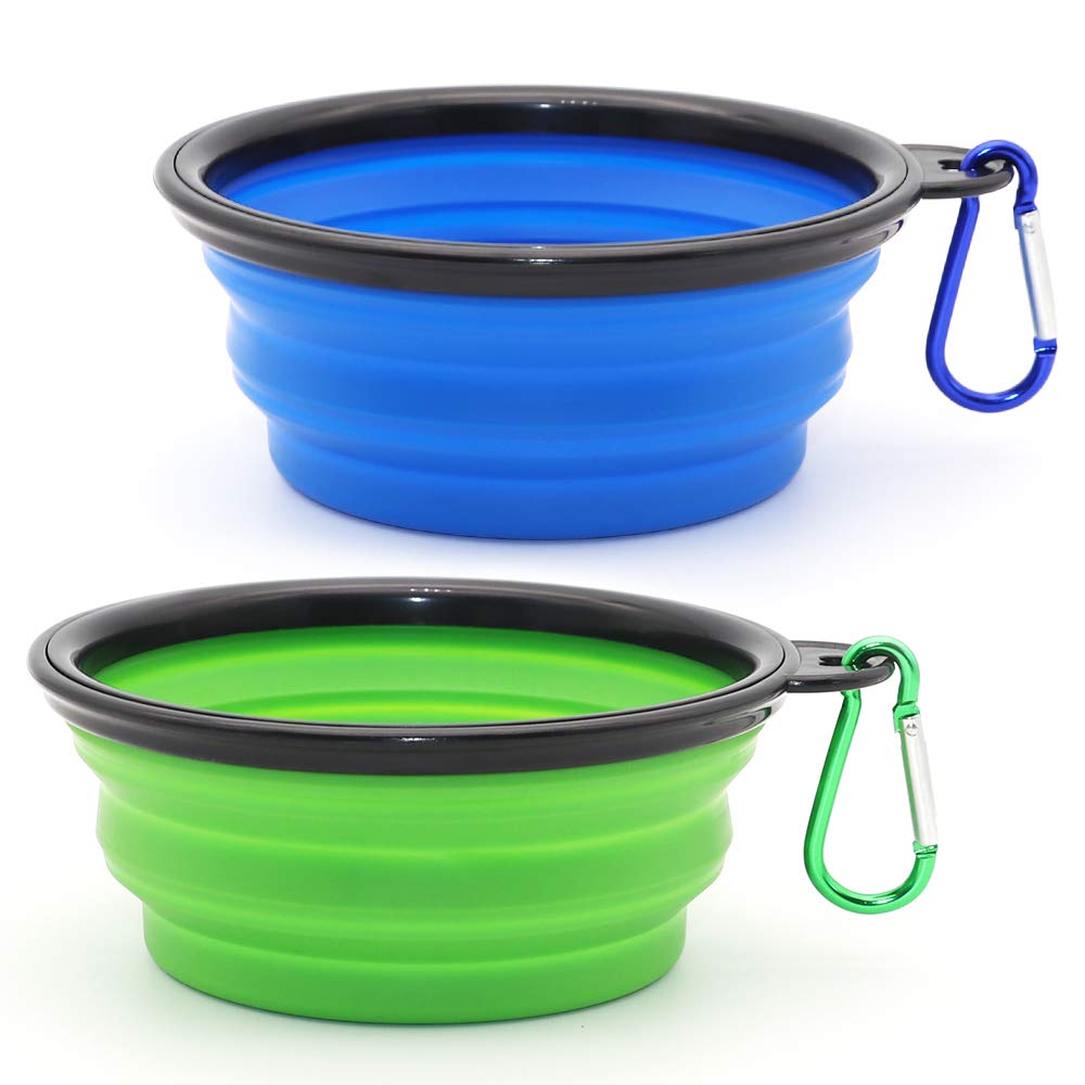 SLSON plato colapsable para mascotas, dos cuencos, ideal para viajes.