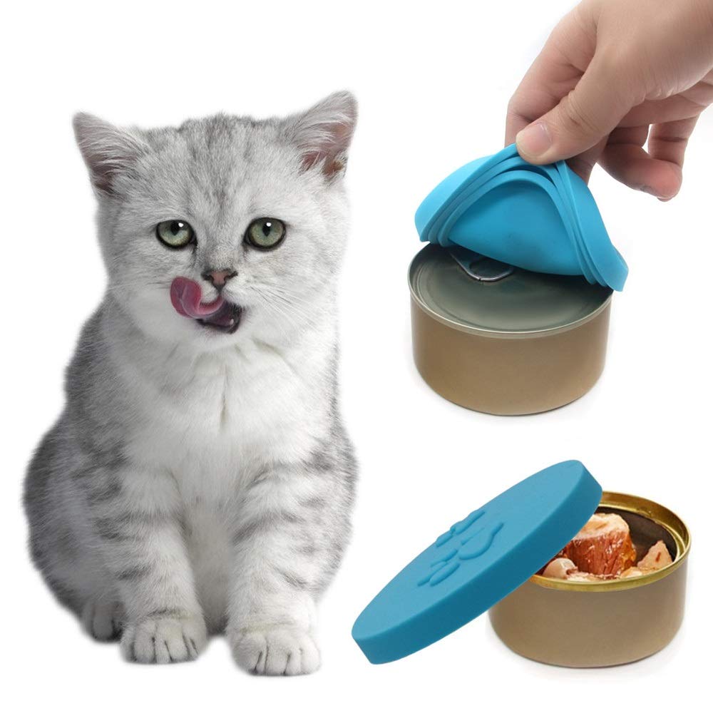 SLSON tapas azules para latas de comida de mascotas con buen sellado