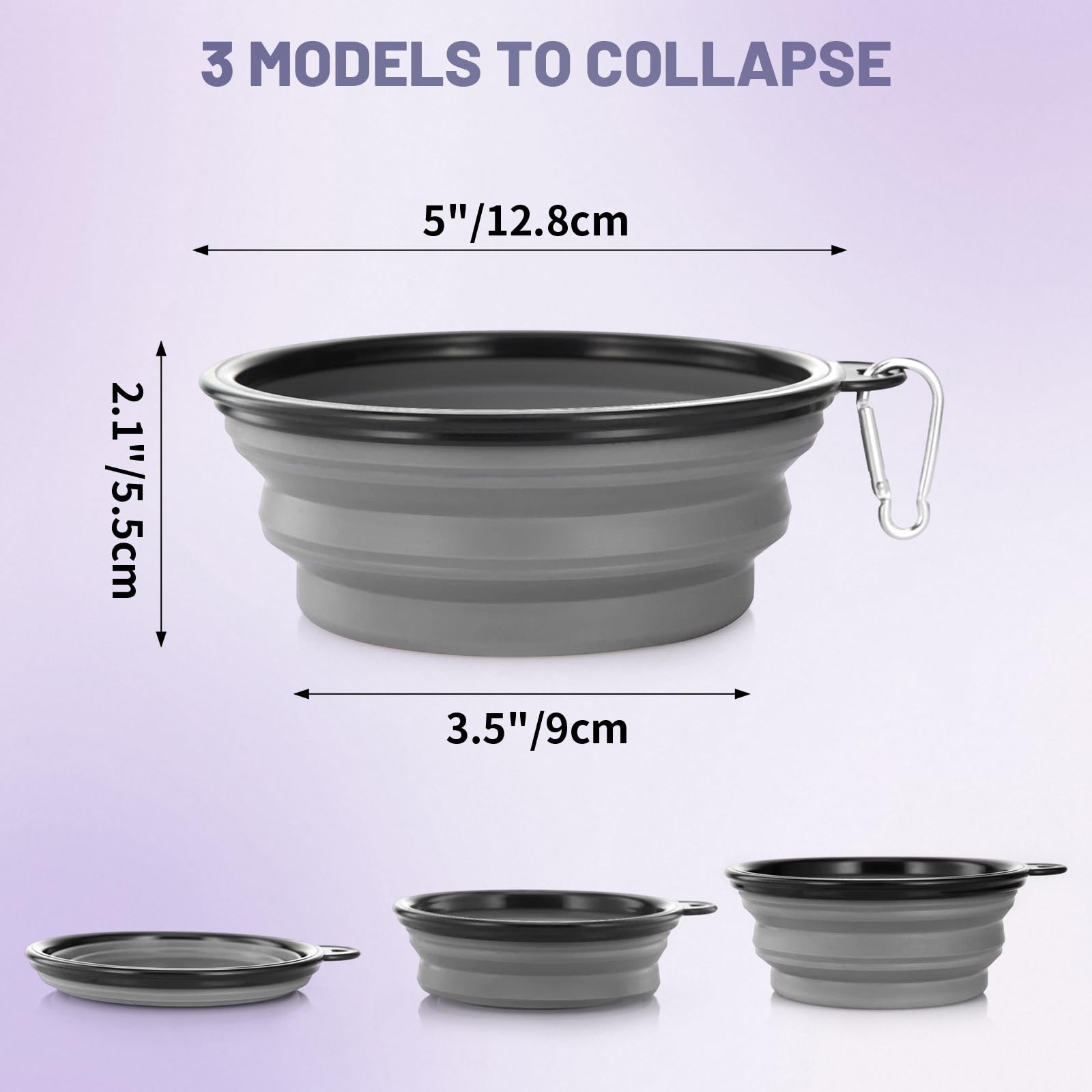 SLSON tazón colapsable de dos piezas, útil para paseos y camping.