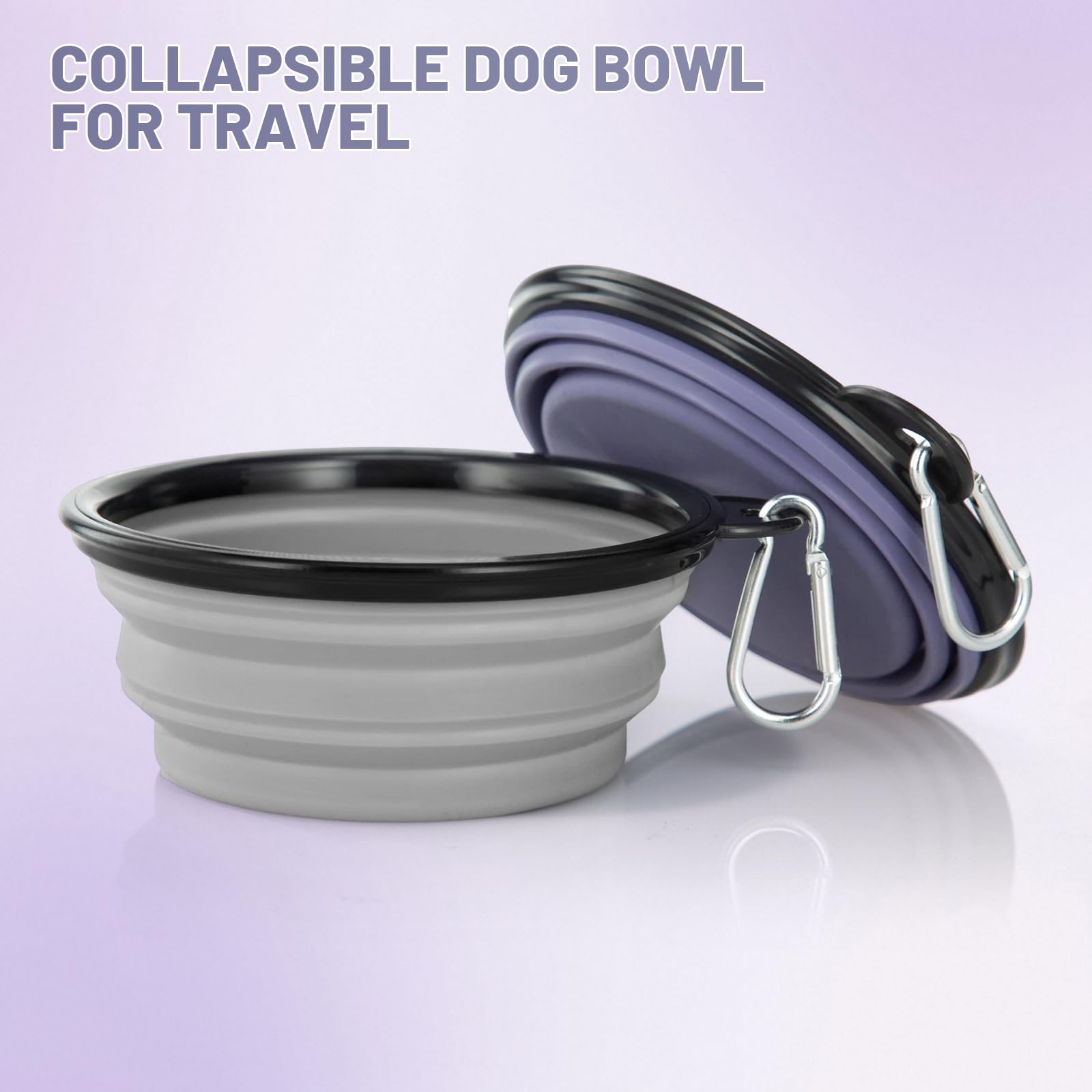 SLSON tazón para perro colapsable, color morado, fácil de guardar en la mochila.
