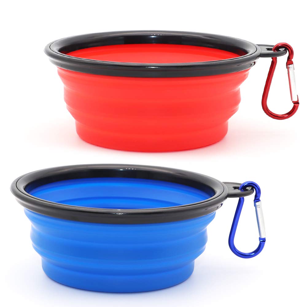 SLSON tazones colapsables para mascotas, par de tazones prácticos para viajar