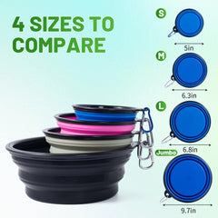 SLSON tazones colapsables para viajar negro, se pliegan para almacenamiento compacto