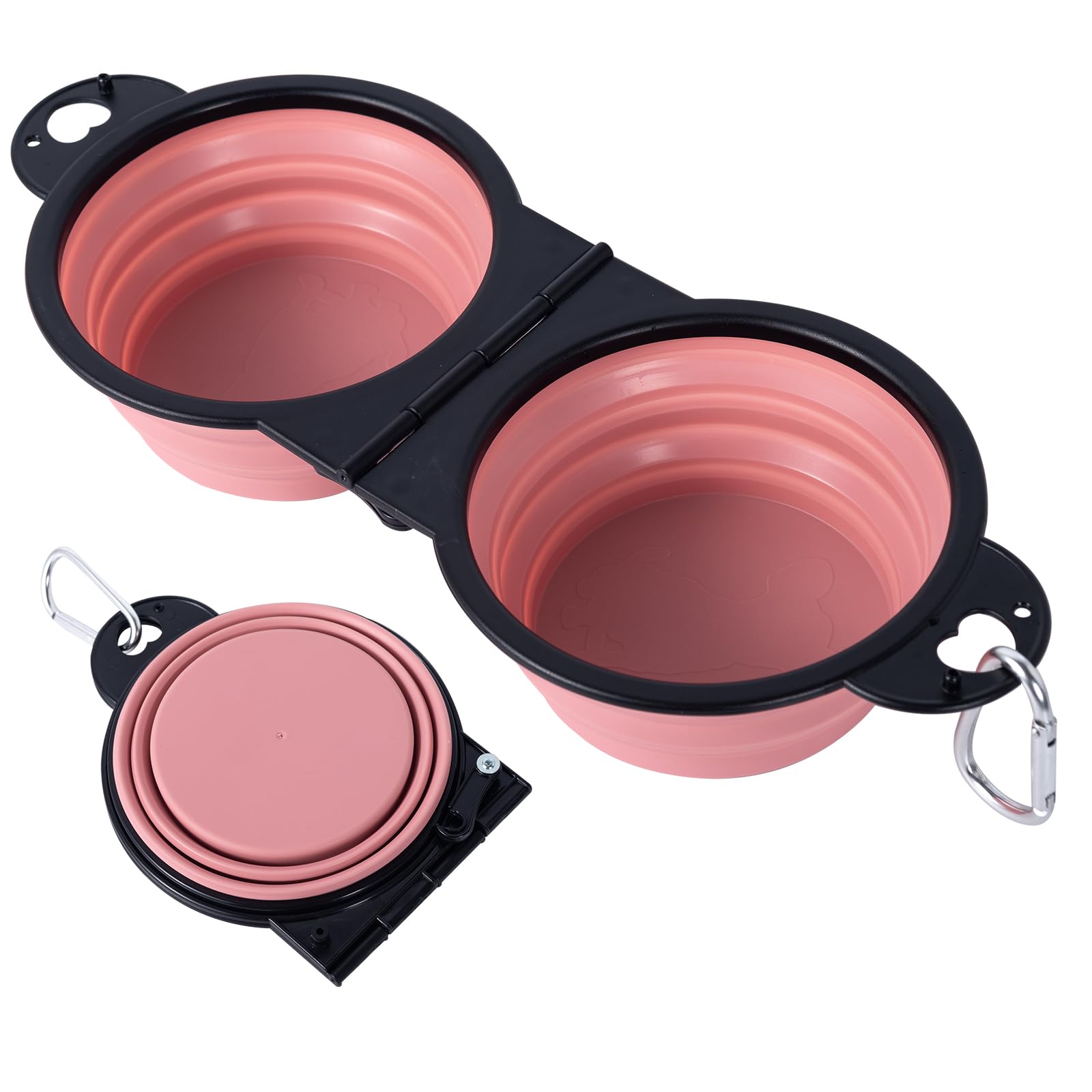 Tazones SLSON Rosa Claro plegables con borde reforzado para viaje seguro.