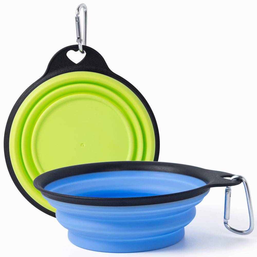SLSON tazones perros plegables doble verde azul, ideales para viajes