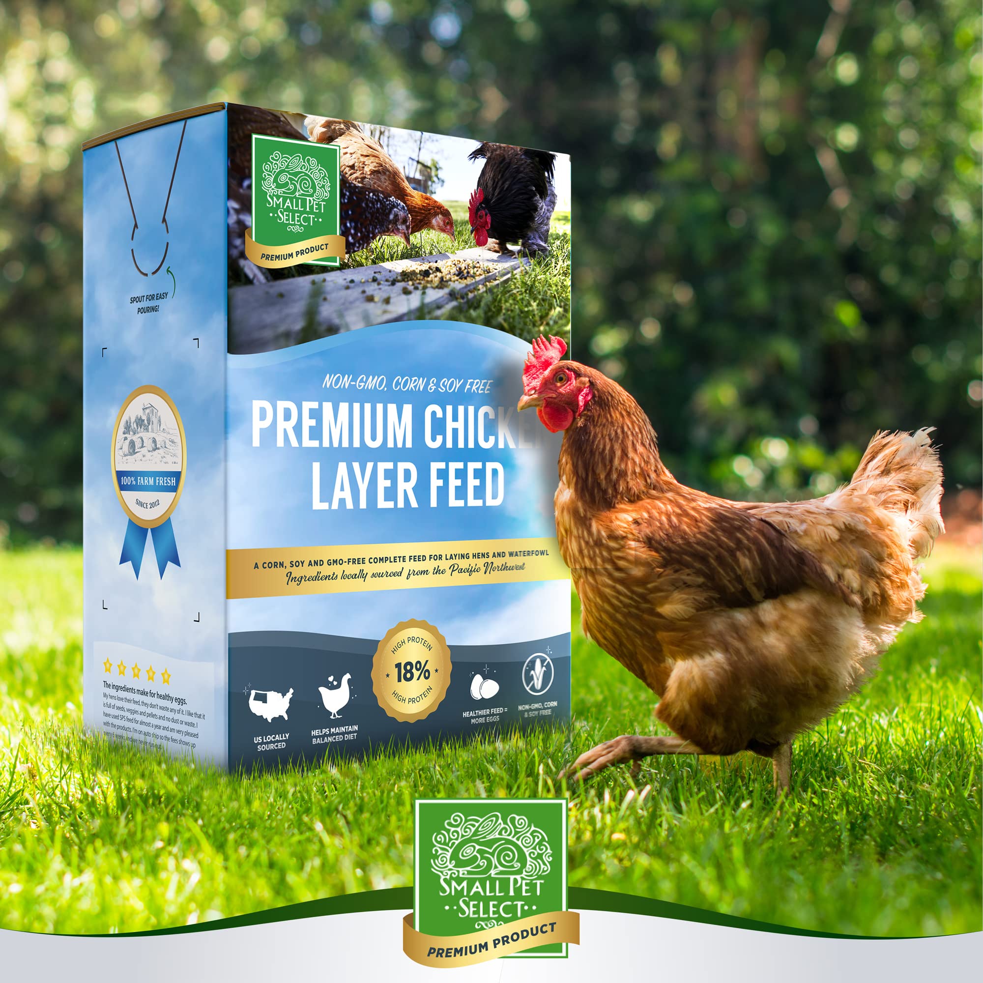 Small Pet Select alimento fermentable para aves, reduce desperdicio en comederos.