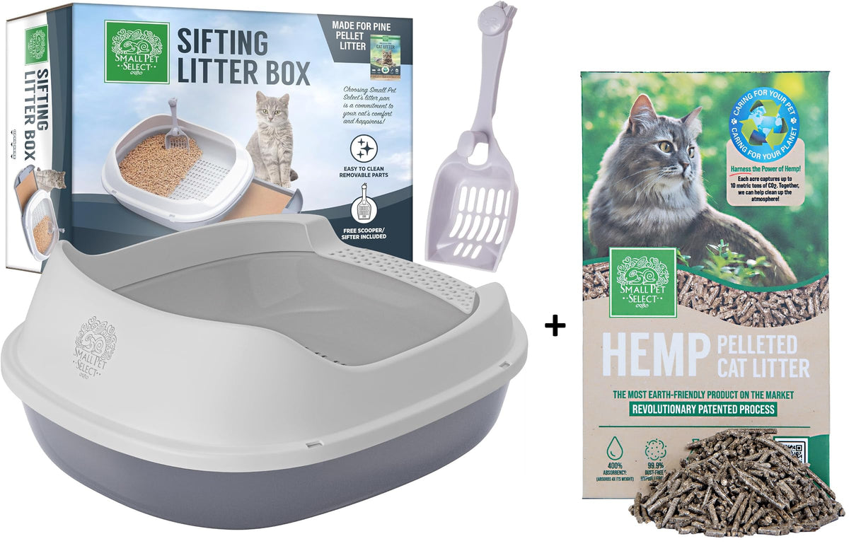 Small Pet Select caja-arena-filtrante-gatos para control de olores y limpieza fácil.