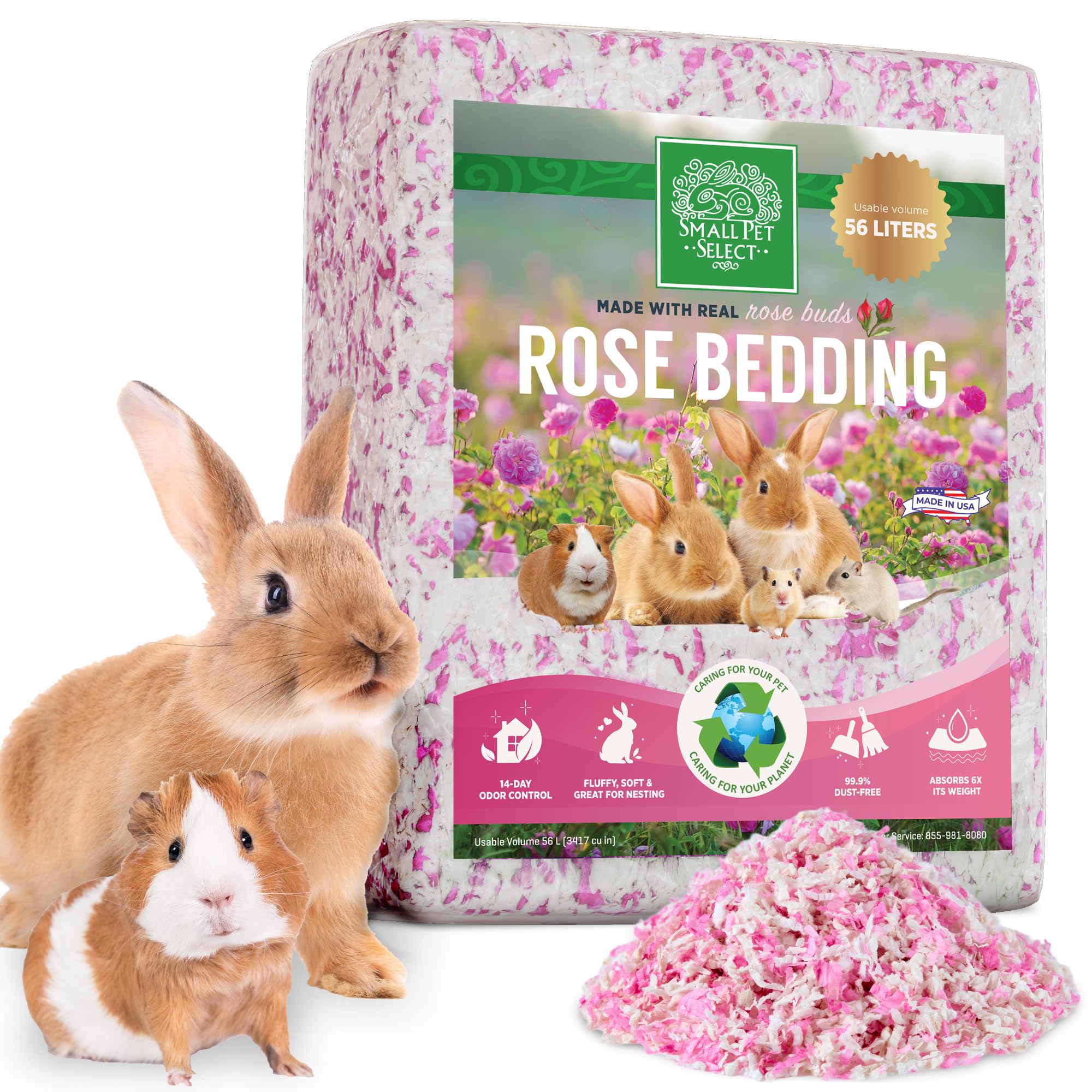 Small Pet Select cama de papel con rosas reales para mascotas, suave y segura.