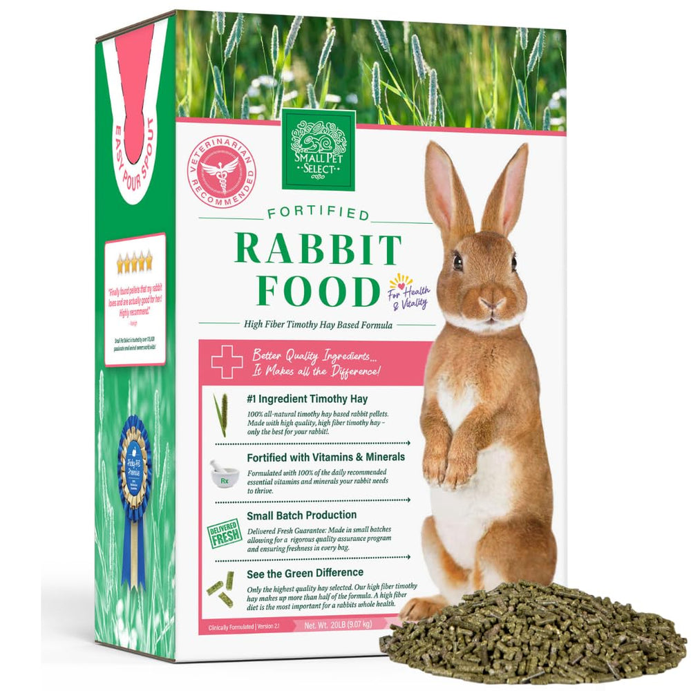 Pellets de heno timothy de Small Pet Select para conejos adultos, nutrición de alta fibra.