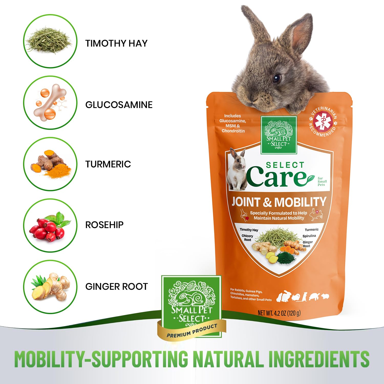 Curcuma y jengibre en Small Pet Select, ingredientes naturales para sabor.