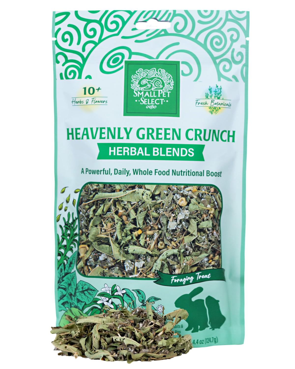 Small Pet Select Green Crunch, bolsa de snack, ideal para recompensa y vinculación con tu mascota.