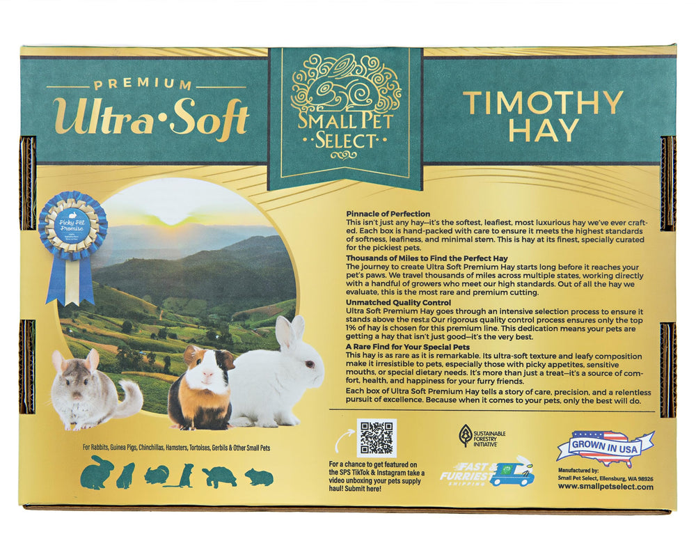 Small Pet Select heno timothy ultra suave, ideal para consumo diario de conejos y cobayas.