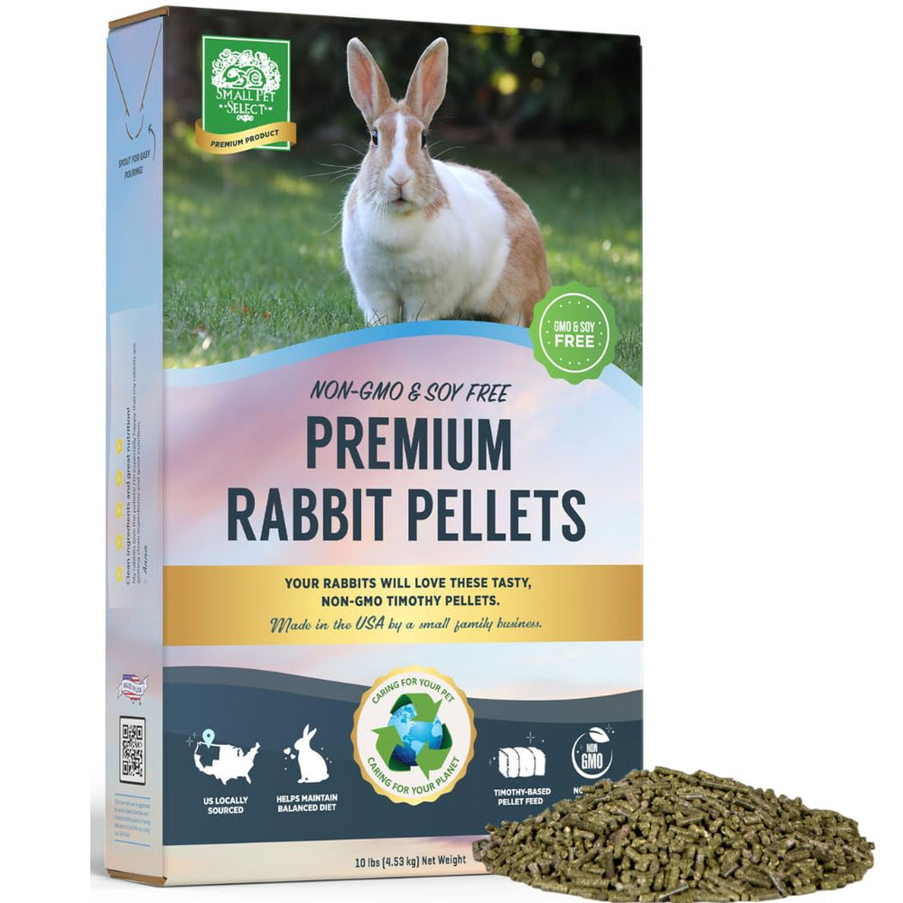 Granulado para conejo Small Pet Select en plato, fuente de nutrición equilibrada