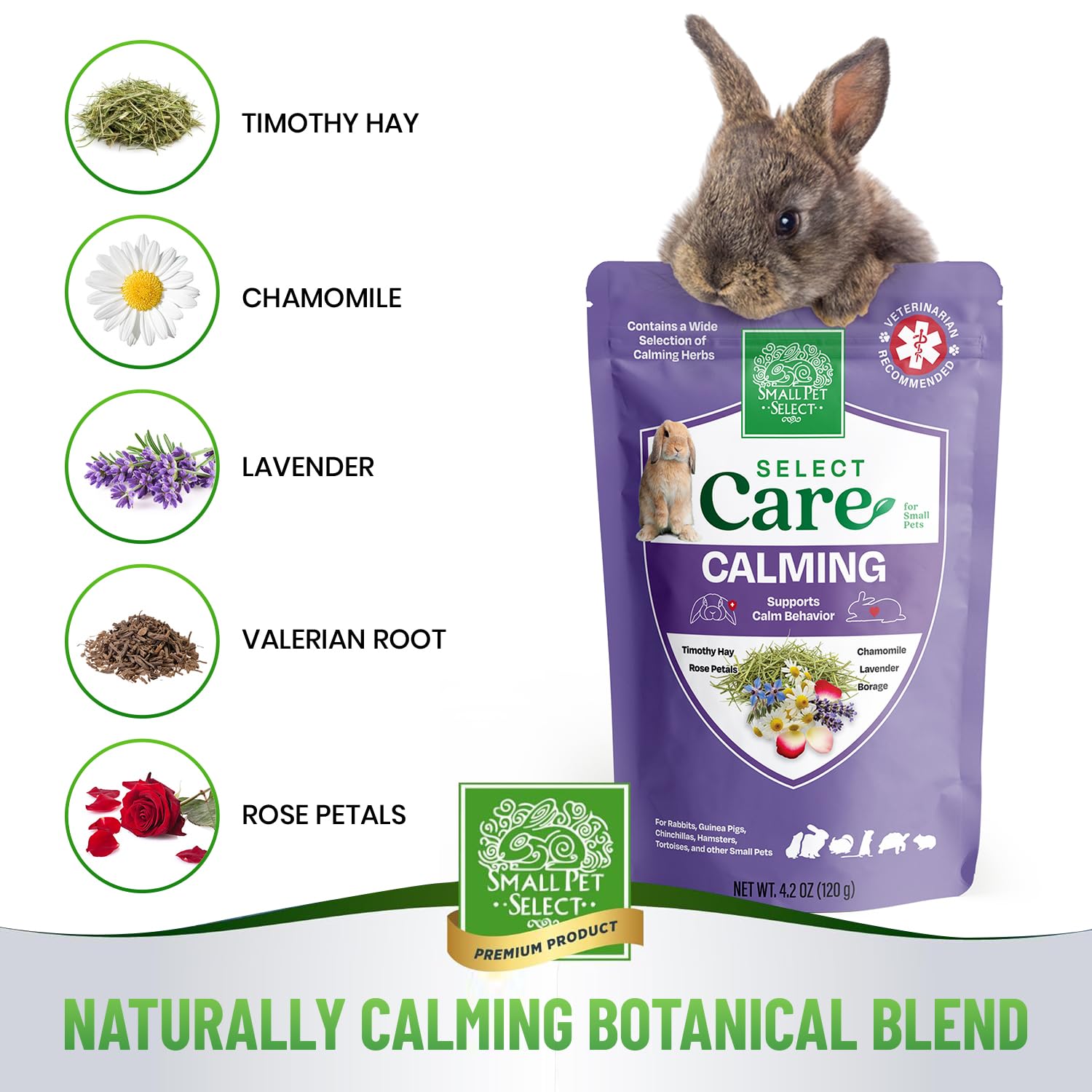 Ingrediente clave heno Timothy en galleta calmante de Small Pet Select