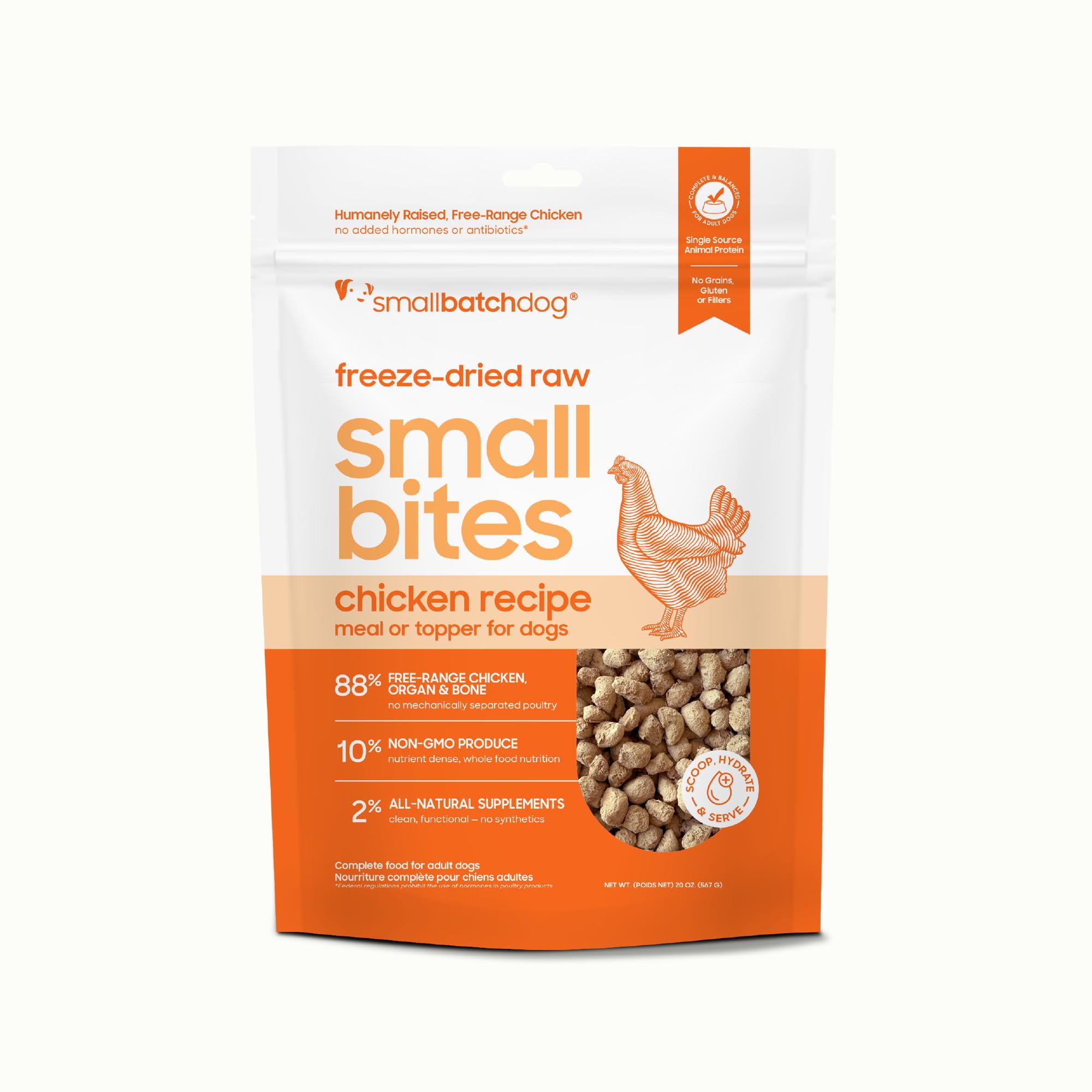 smallbatch-alimento-deshidratado-pollo-20oz, nutrición completa y práctica.