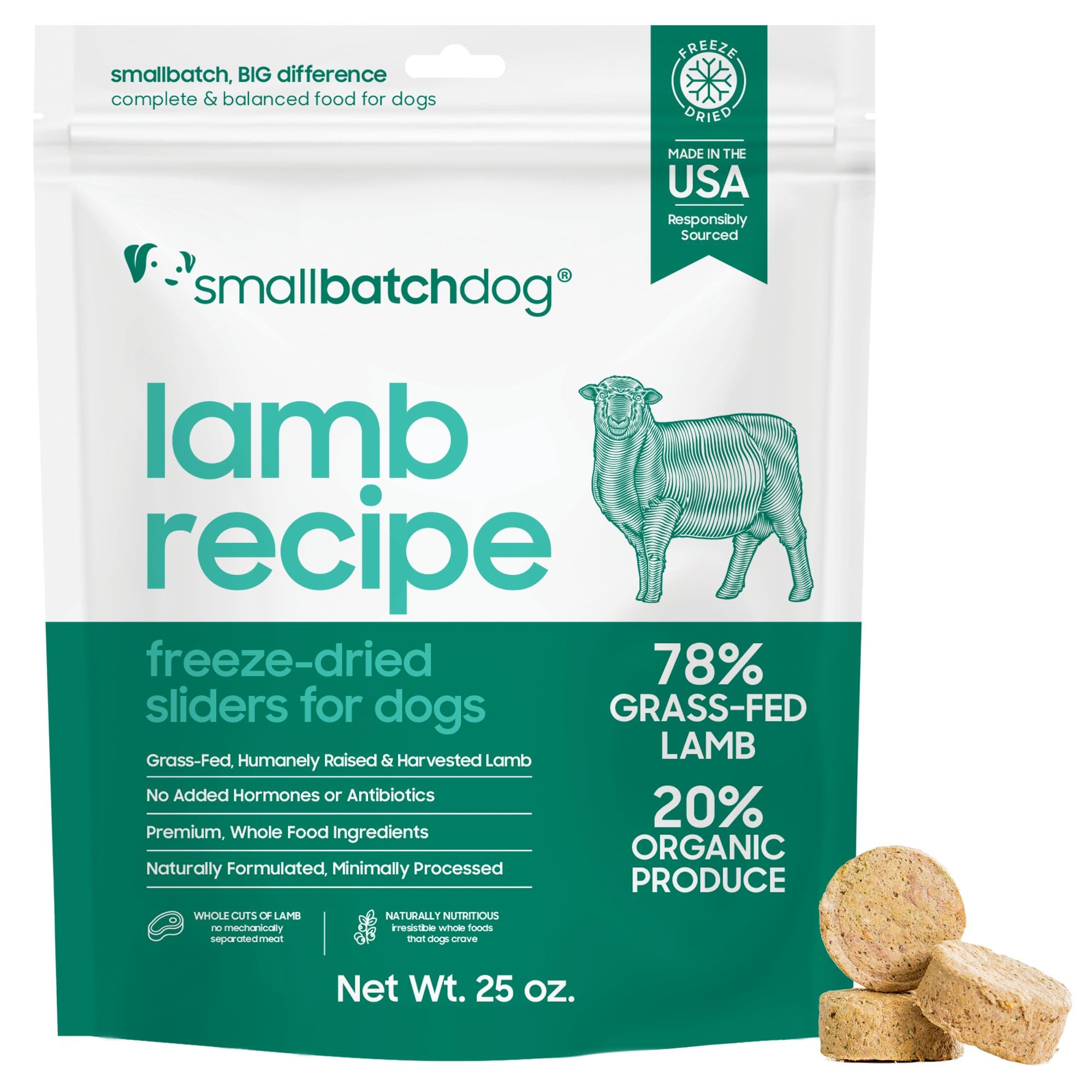 Smallbatch alimento para perros liofilizado de cordero, alta proteína para nutrición diaria