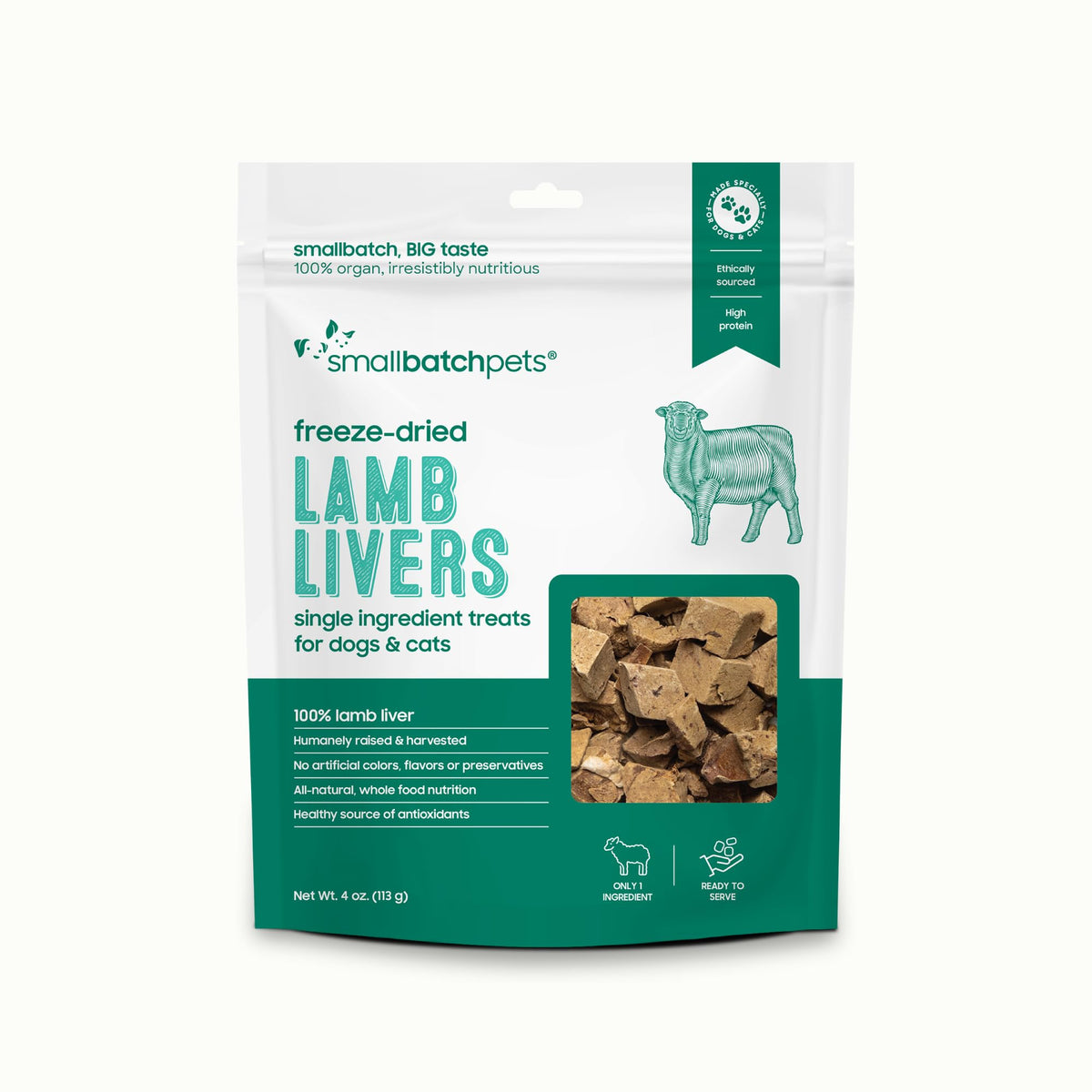 smallbatch higado de cordero deshidratado pack: snack natural para perros