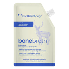 Caldo Óseo smallbatch para mascotas con etiqueta orgánica, listo para usar como topping.
