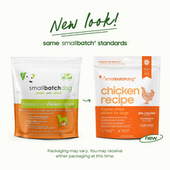Smallbatch Pets ingredientes orgánicos y hortalizas para nutrición equilibrada.