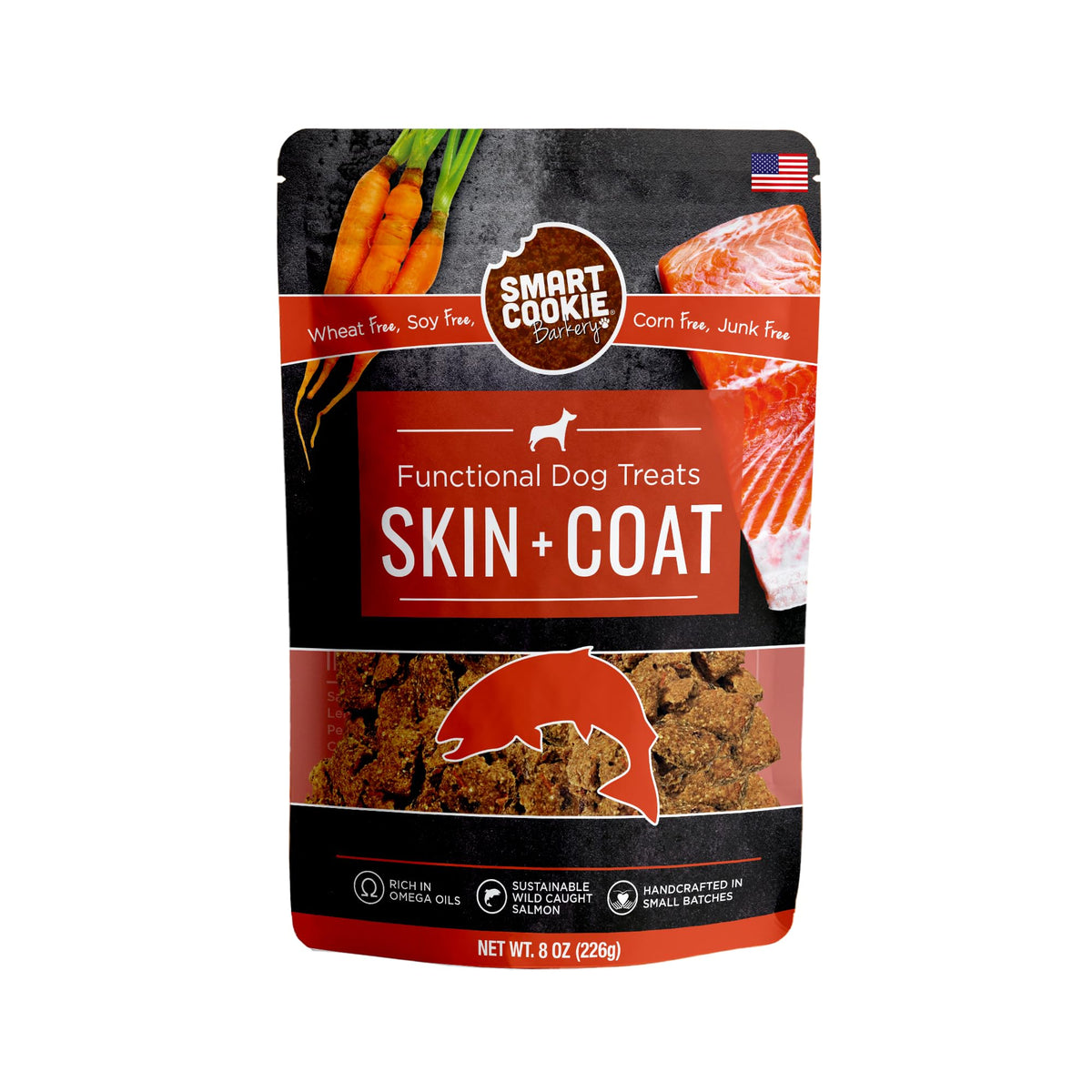 Smart Cookie bocaditos de salmón crujientes para un pelaje más saludable.