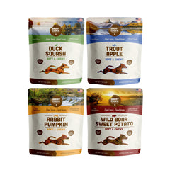 Smart Cookie bocaditos suaves de jabalí y patata dulce, premio sabroso para perros sensibles.