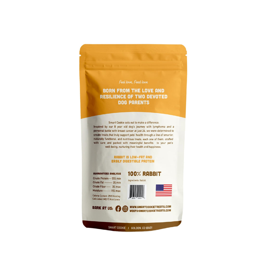 Smart Cookie conejo-deshidratado, snack hipoalergénico para perros