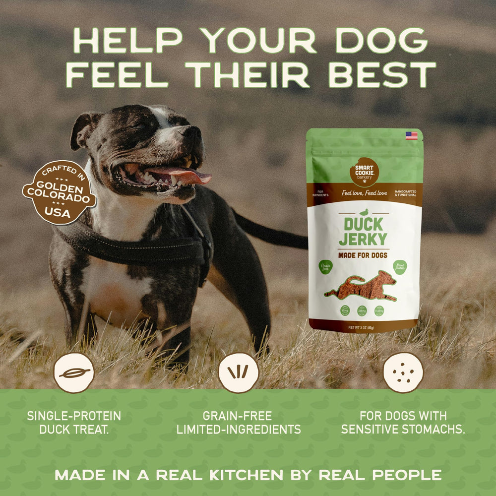Smart Cookie pato deshidratado para perro, textura masticable y agradable.