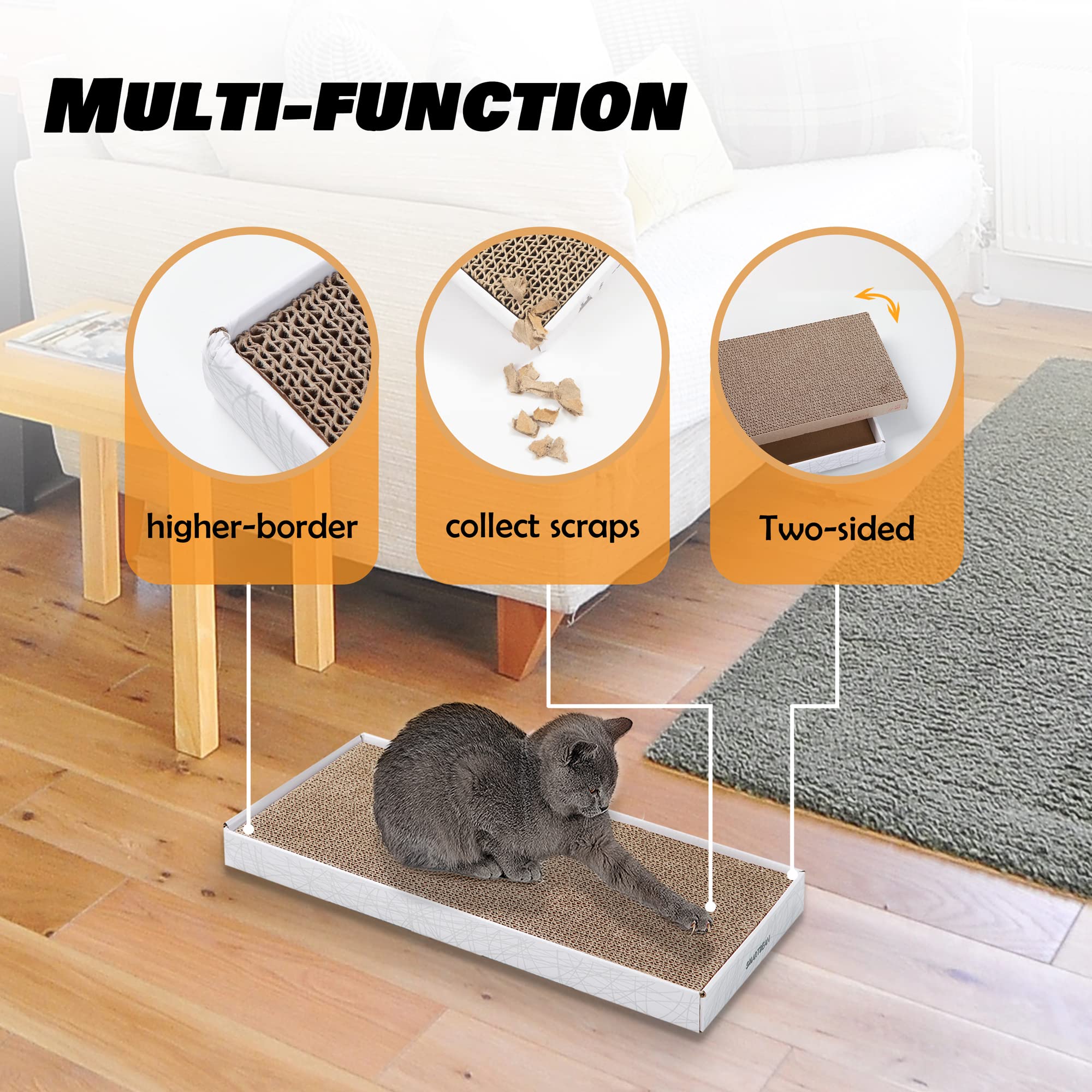 SMARTBEAN grattoir-carton-chat-protection-meubles, réduit les rayures sur canapé et portes.