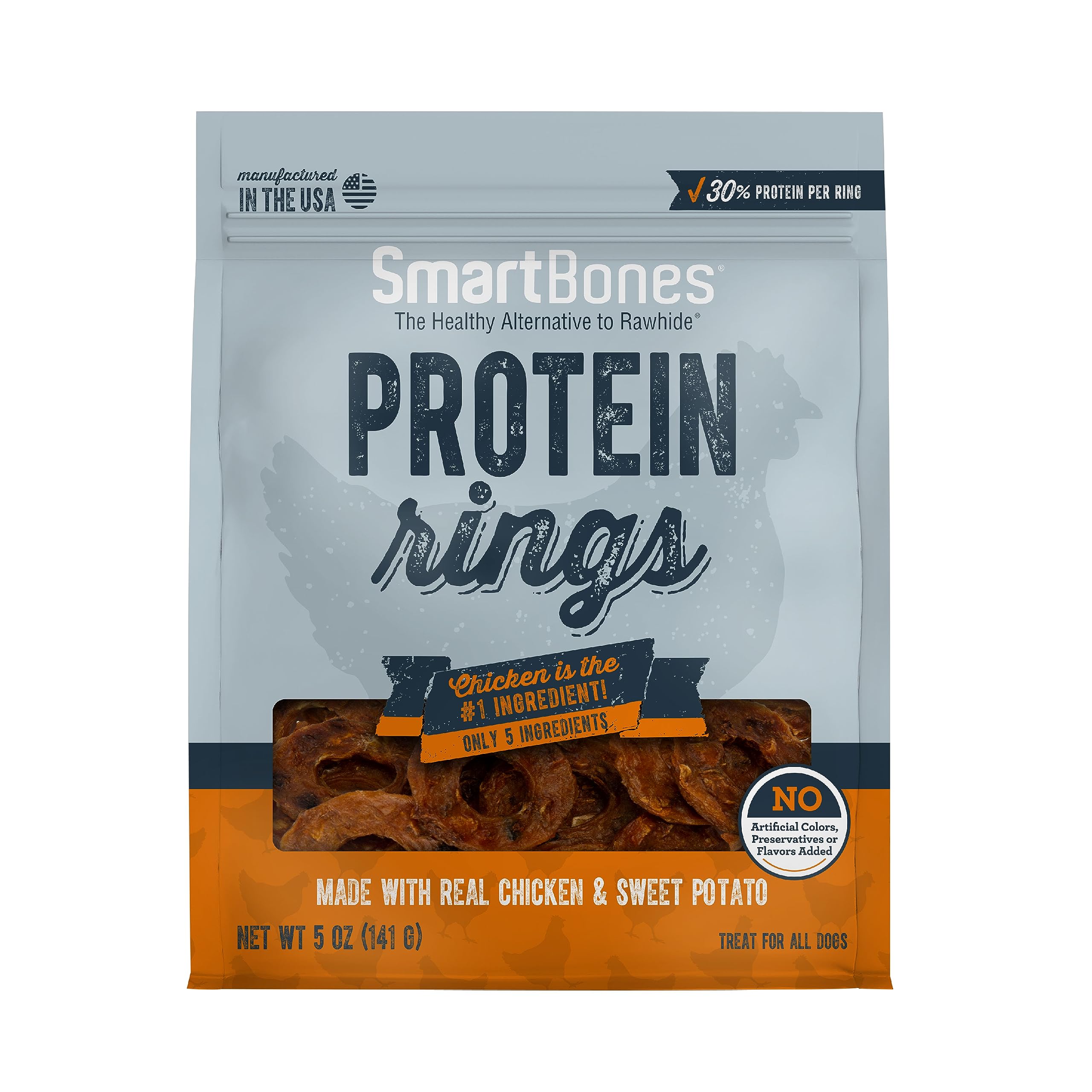 SmartBones Anillos de proteína de 5 onzas, snack práctico