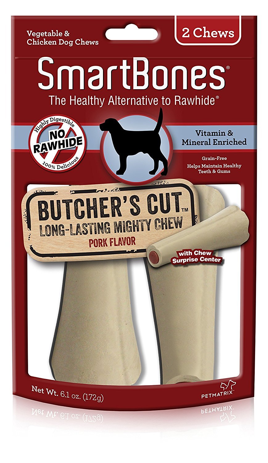 SmartBones Butcher's Cut masticables grandes, dos unidades, satisfacen el instinto de masticar.