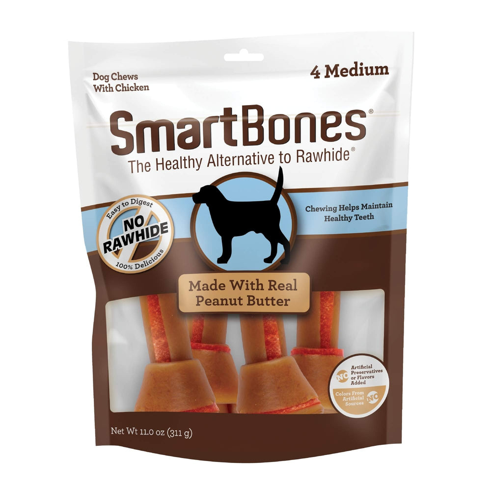 SmartBones masticables medianos sin hueso con pollo y mantequilla de maní para perro