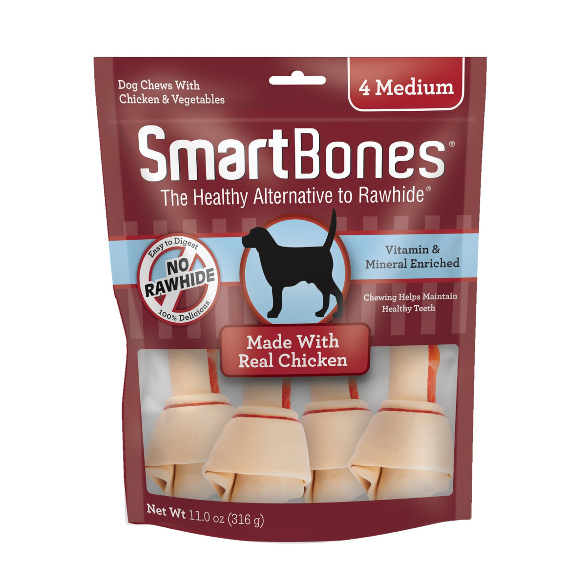SmartBones masticables sin cuero crudo con carne real para masticar