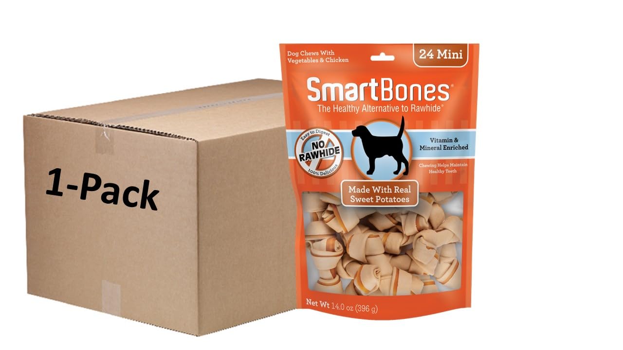 SmartBones Mini Chews con batata real, snack sabroso para perros
