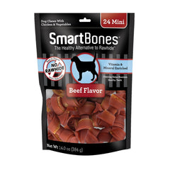 SmartBones Mini Masticables Res Real: caja visible, sabor sabroso para perros.