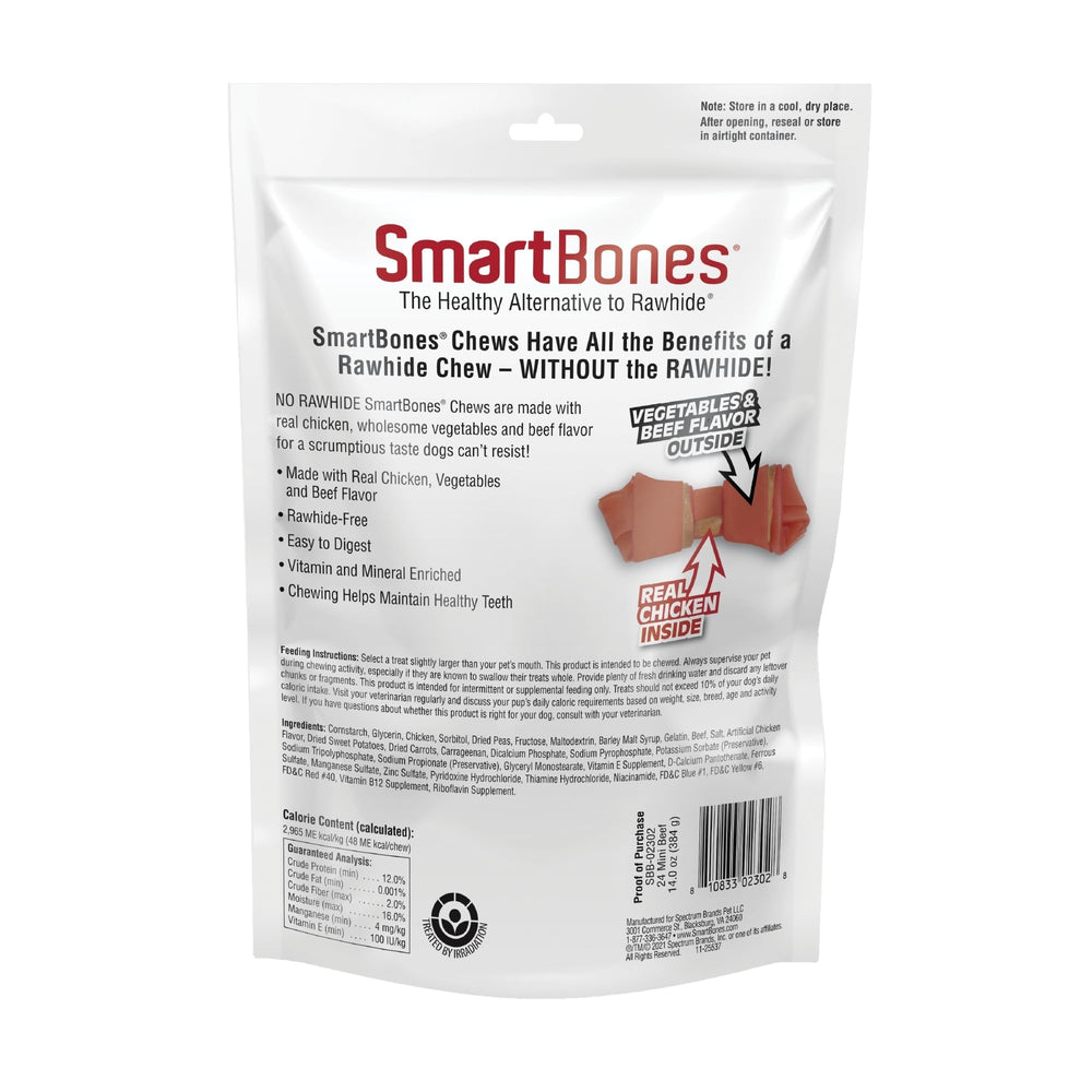 SmartBones Mini Masticables Res Real: primer plano de masticables fáciles de masticar.