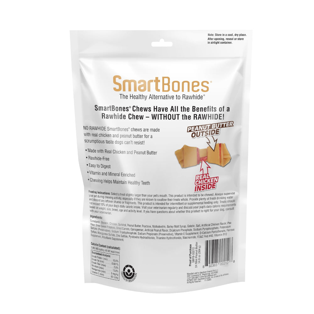 SmartBones Mini masticables sin cuero crudo para perros, fáciles de digerir.