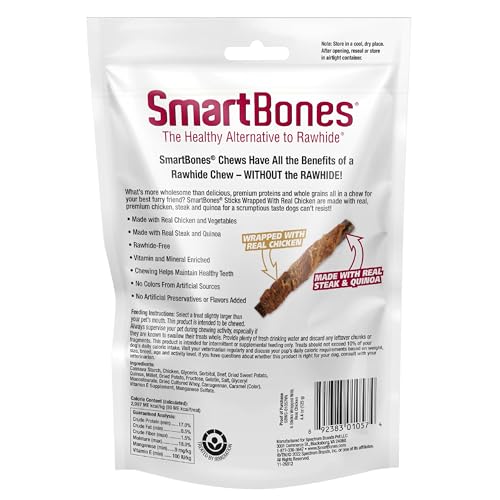 SmartBones palitos envueltos con bistec real para perros, snack proteico y sabroso