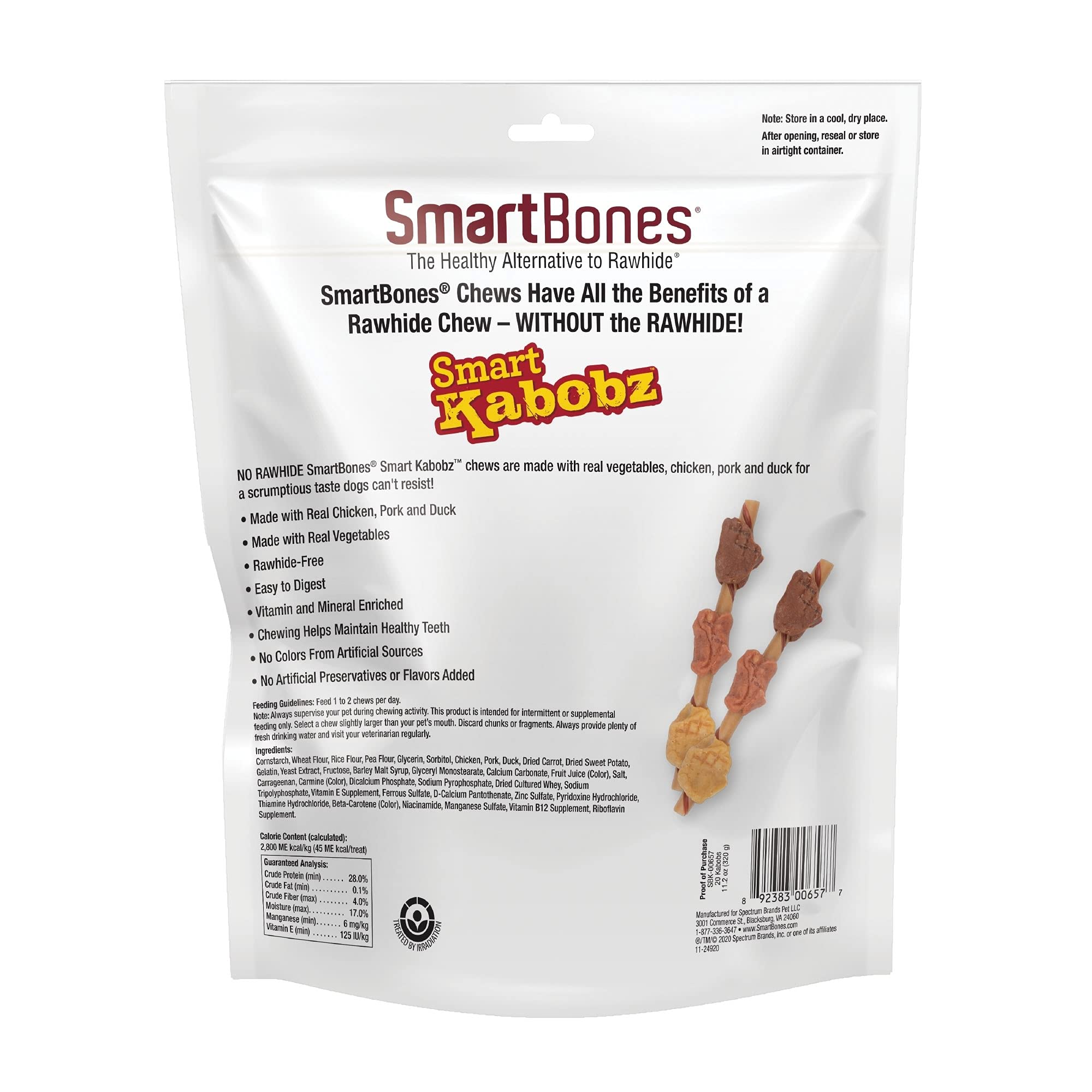 SmartBones Smart Kabobz mordida cerdo: sabor sabroso y digerible para perros