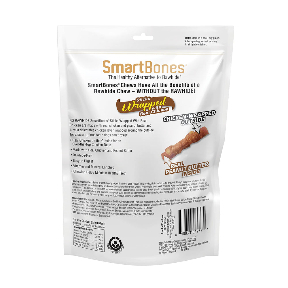 SmartBones snack práctico para perros, ideal para masticar y recompensar.