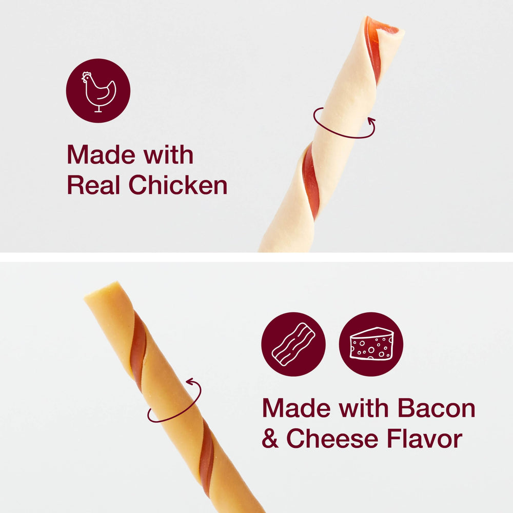 SmartBones Twist Sticks sabor bacon y queso, sin cuero crudo
