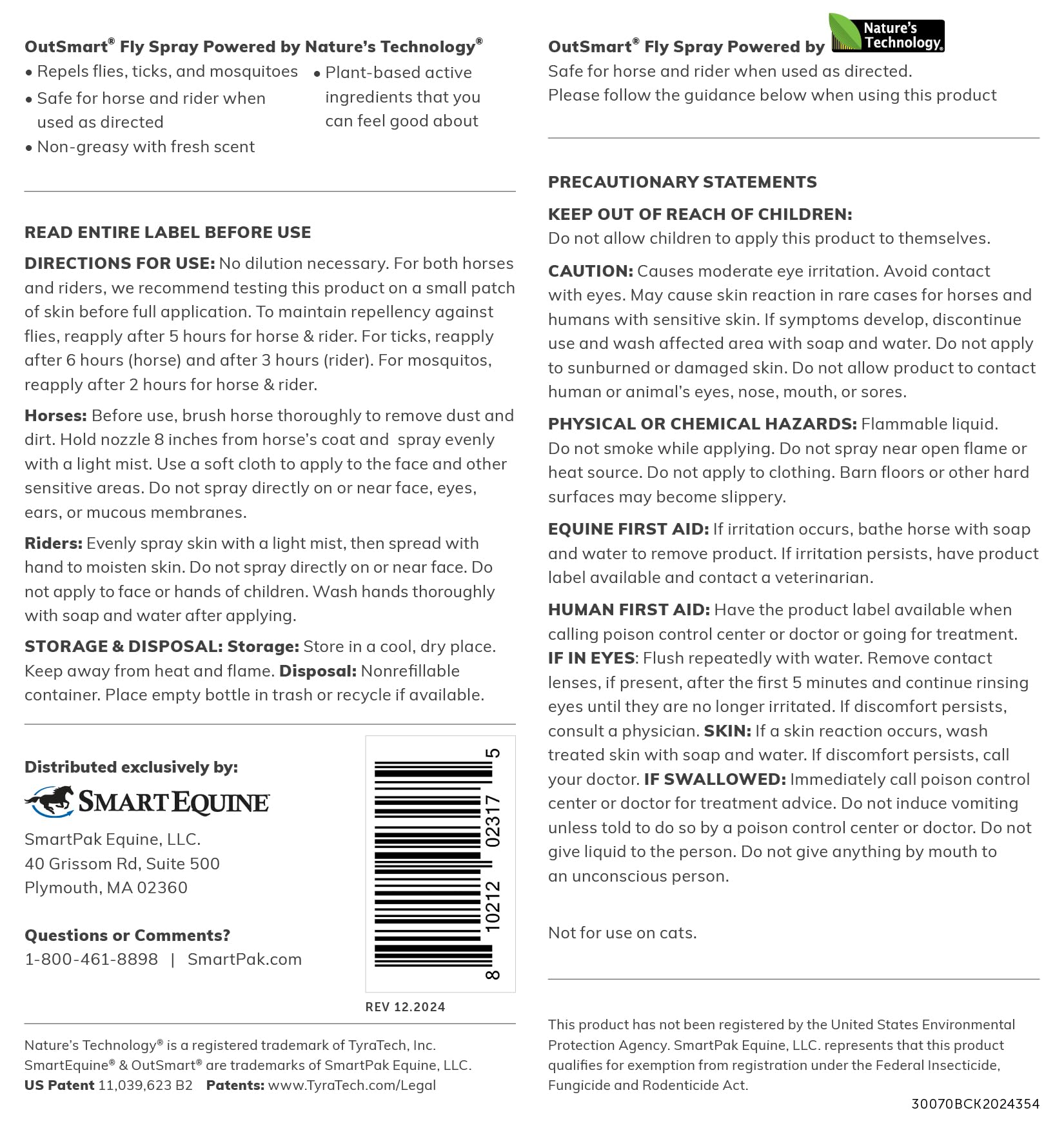 SmartEquine OutSmart aplicación en caballo durante paseos con aroma herbal agradable.