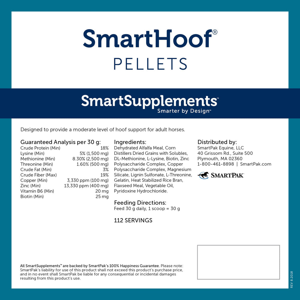 Pellets pequeños de SmartHoof para mezclar fácilmente con la ración diaria