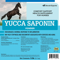 SmartEquine Yucca Saponin en etiqueta clara: información de uso y beneficios para articulaciones.