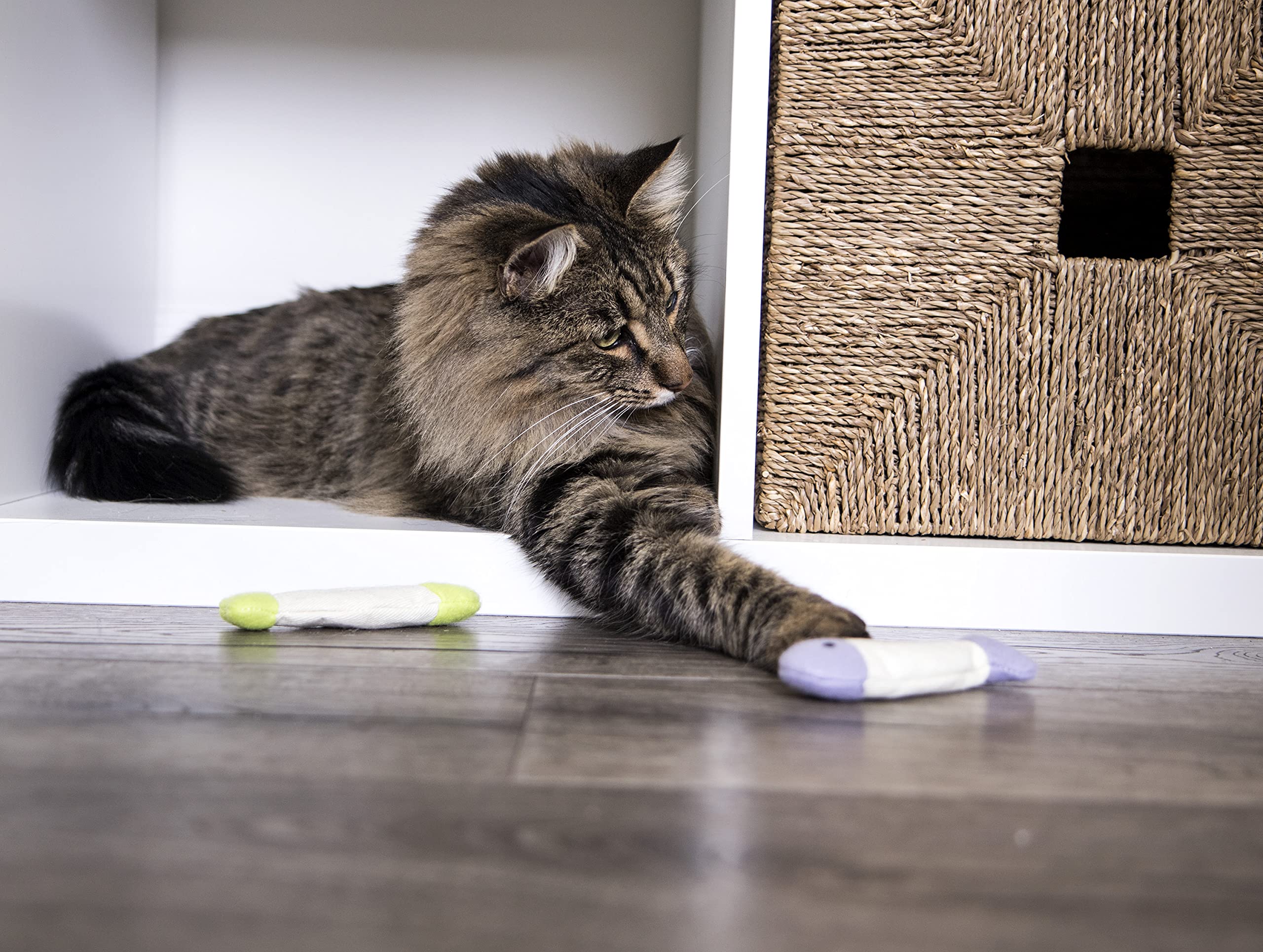 SmartyKat Fish Flop Crinkle pez violeta, ayuda a activar instintos de caza