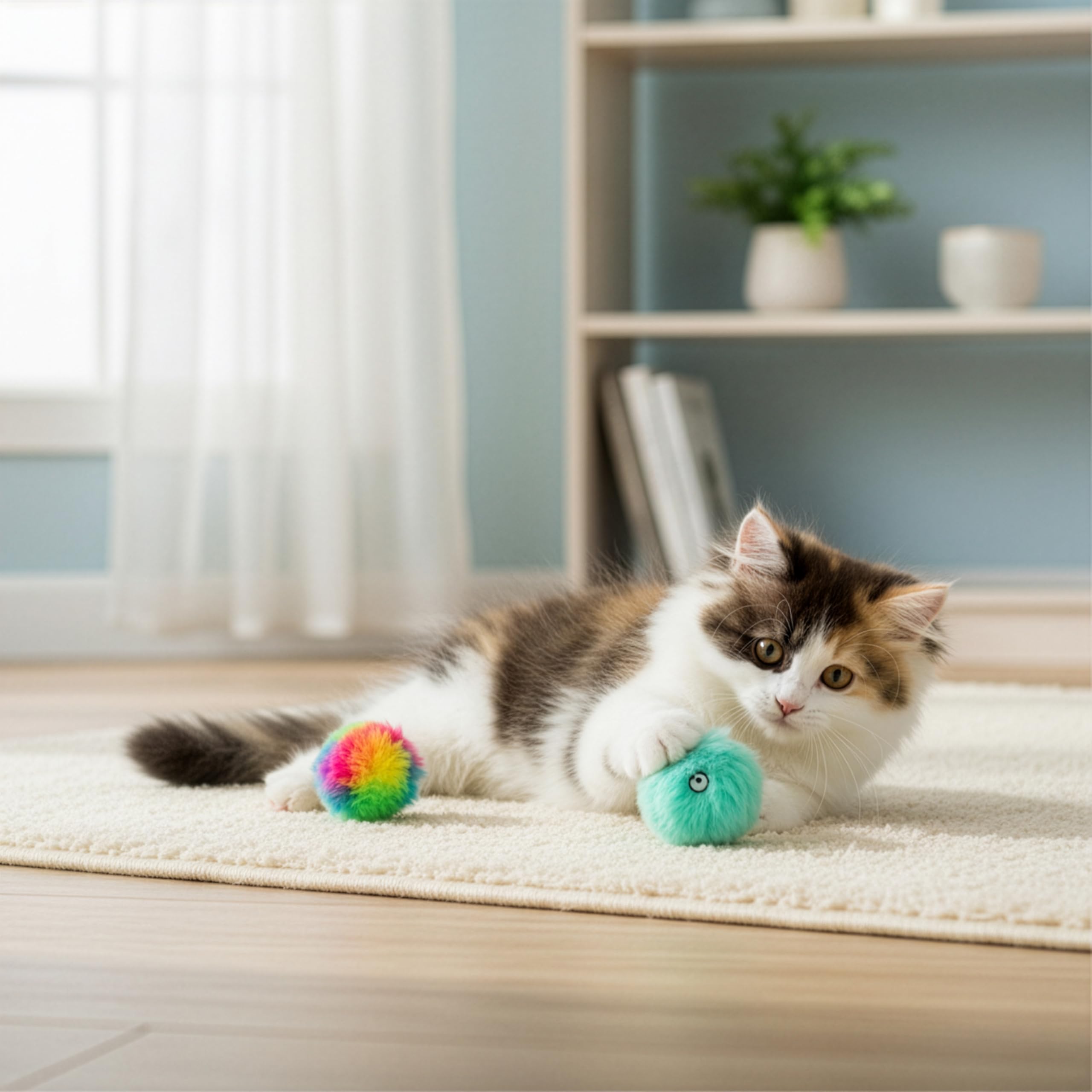 SmartyKat Fuzzy Friends: bola de felpa dos colores para juego compartido